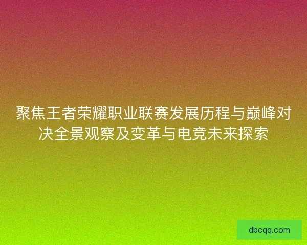 聚焦王者荣耀职业联赛发展历程与巅峰对决全景观察及变革与电竞未来探索