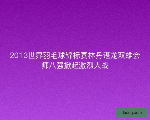 2013世界羽毛球锦标赛林丹谌龙双雄会师八强掀起激烈大战