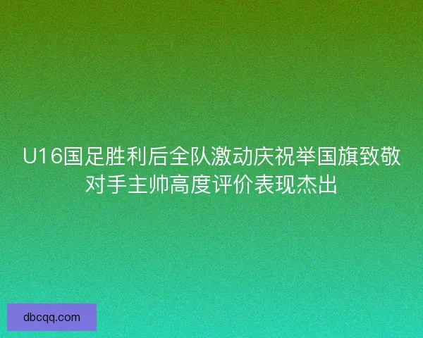 U16国足胜利后全队激动庆祝举国旗致敬对手主帅高度评价表现杰出