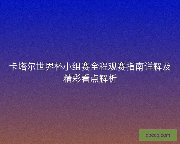 卡塔尔世界杯小组赛全程观赛指南详解及精彩看点解析
